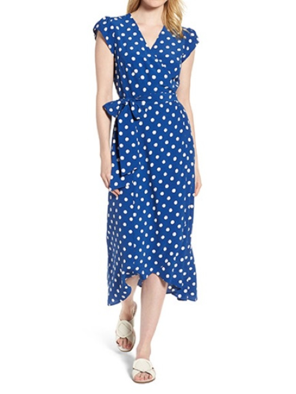 Boden Blue Polka Dot Antonia Wrap Dress